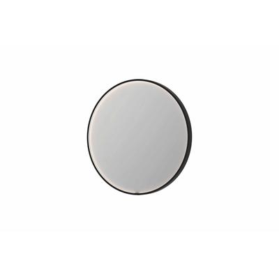 INK SP24 miroir - 80x4x80cm rond en cadre acier incl dir LED - chauffage - changement de couleur - dimmable et interrupteur - métal brossé noir