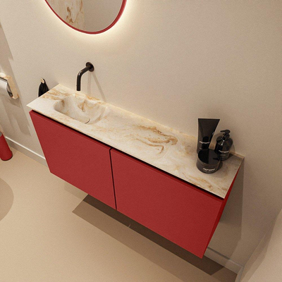 MONDIAZ TURE-DLUX 100cm toiletmeubel Fire. EDEN wastafel Frappe positie links. Zonder kraangat.