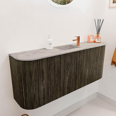 Mondiaz JOYA-DLUX 103.2cm toiletmeubel - ronding links en rechts kleur Shadow - Wastafel FAYE positie Midden 1 kraangat kleur Glace.