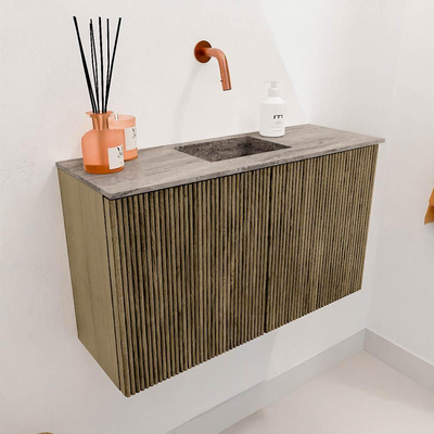 Mondiaz JOYA-DLUX Meuble de toilette 70cm - couleur Dusk - Vasque FAYE position Milieu Sans trou de robinet couleur Oza