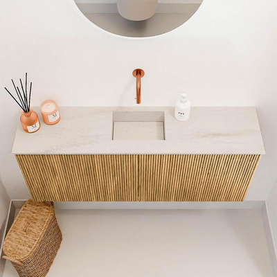 Mondiaz JOYA-DLUX 100cm meuble de toilette - couleur Oak - Vasque FAYE position Milieu Sans trou de robinet couleur Meli.