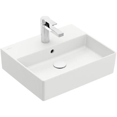 Villeroy & Boch memento 2.0 wastafel - voor handdoekhouders - 50x42cm - met overloop - 1 kraangat CeramicPlus - Stone White (mat wit)