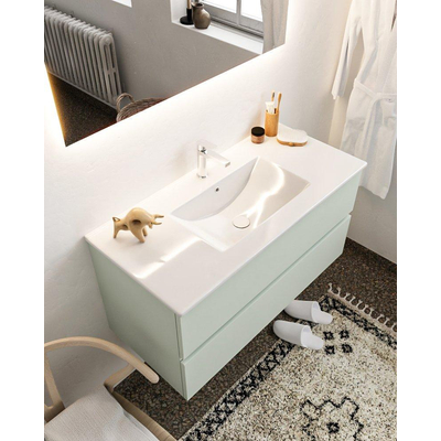 Mondiaz VICA ensemble de meuble de salle de bain - 100cm - meuble sous lavabo greey - 2 tiroirs - lavabo denia milieu - 1 trou de robinet - version XL 60cm haut