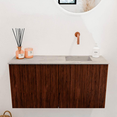 Mondiaz JOYA-DLUX Meuble de toilette 80cm - couleur Ruby - Vasque FAYE position Droite Sans trou de robinet couleur Glace