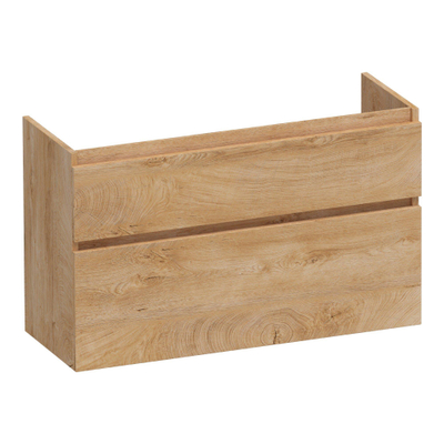 BRAUER Delight wastafelonderkast ondiep - 100x39x60cm - 2 softclose lades - greeploos - 1 sifon uitsparing - Forest Tan