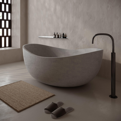 Ideavit Idea.sense baignoire îlot - 160x97.5x58cm - incl. bonde pop-up - béton D1