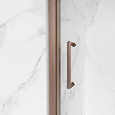 FugaFlow Eccelente Porte de douche en verre - 90x200 - Profil en verre de sécurité - anti-calcaire - Cuivre brossé PVD (Cuivre)