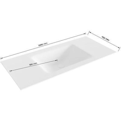 Mondiaz Grunne lavabo encastrable - 100x46x1.2cm - 0 trous de robinet - 1 vasque Cloud Centre - Solid surface Glace (marbre)
