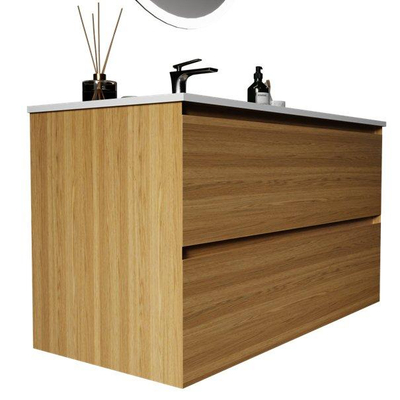 Saniclass Terra Wastafelonderkast - 100cm - 2 lades - sandwood