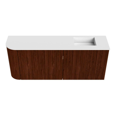 Mondiaz JOYA 101.6cm meuble de salle de bains - arrondi gauche couleur Ruby - Vasque FAYE position droite Sans trou de robinet couleur Talc