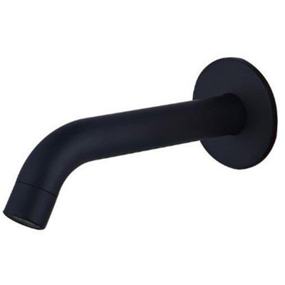 Fortifura Calvi Ensemble de robinet de baignoire - bec - 22cm raccourcissable - panneau de commande rond - flexible lisse - douchette ronde - corps encastré - support mural - noir mat