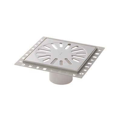 Aquaberg Siphon de rénovation en plastique ABS avec grille en acier inoxydable incl. deux siphons anti-odeurs 146x146mm hauteur d’installation 7mm