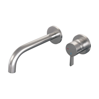 BRAUER Brushed Edition Wastafelmengkraan inbouw - gebogen uitloop links - hendel middel dik - inclusief inbouwdeel - model E 1 - PVD - geborsteld RVS