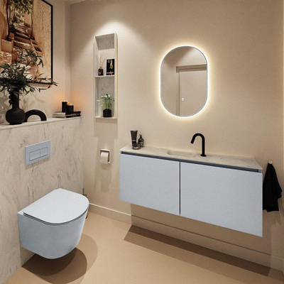 MONDIAZ TURE-DLUX Meuble de toilette 120 cm Clay. Lavabo EDEN Opalo position milieu. Avec 1 trou de robinet.