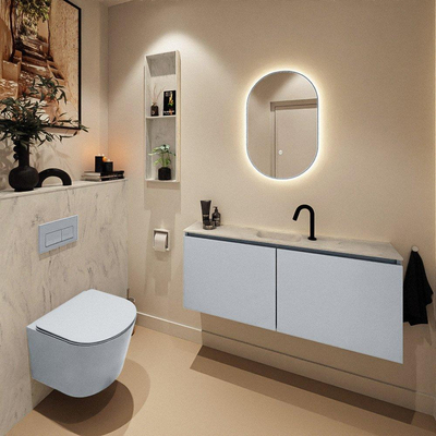 MONDIAZ TURE-DLUX Meuble toilette - 120cm - Clay - EDEN - vasque Opalo - position centrale - 1 trou de robinet