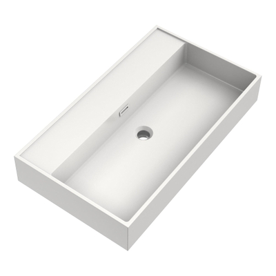 BRAUER Gravity wastafel - 80x46x13cm - 1 wasbak - 0 kraangaten - mineraalmarmer - zijdeglans wit