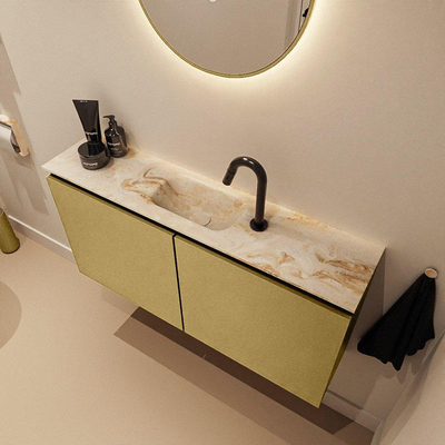 MONDIAZ TURE-DLUX Meuble de toilettes 100cm Oro. EDEN lavabo Frappe position milieu. Avec 1 trou de robinet.