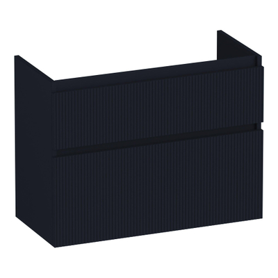 BRAUER Delight Wavy wastafelonderkast ondiep 80 2 softclose lades - greeploos - 1 sifon uitsparing - mat zwart