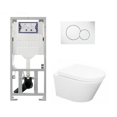 Wiesbaden Vesta ensemble WC Rimless 52cm inclus réservoir encastré UP320 et abattant WC softclose avec plaque de commande blanc