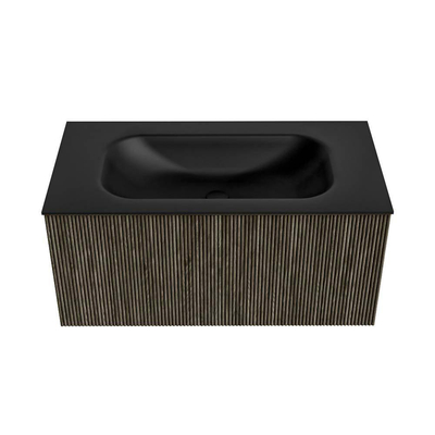 Mondiaz KURVE Badkamermeubelset - 90x46x40cm - 1 lade - wastafel solid surface - midden - 1 kraangat - Shadow