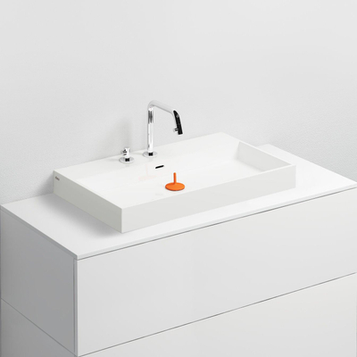 Clou Wash Me wastafel 70x42cm zonder plug mineraalsteen Wit OUTLETSTORE