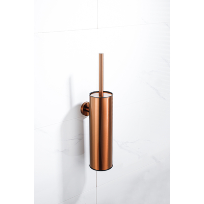 Fortifura Calvi toiletborstelhouder - gesloten model - wand - rond - Geborsteld koper PVD (Koper) OUTLETSTORE