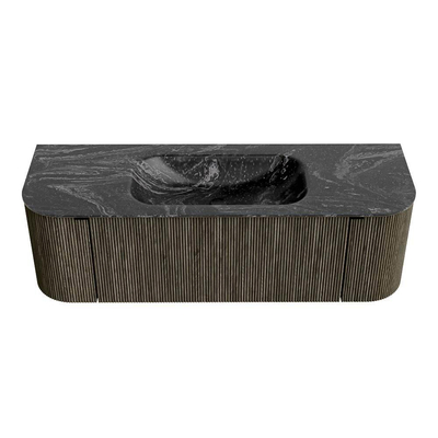 Mondiaz KURVE-DLUX Ensemble meuble de salle de bains - 140x46x40cm - 1 tiroir - 2 portes - lavabo solid surface - central - 1 trou de robinet - Shadow