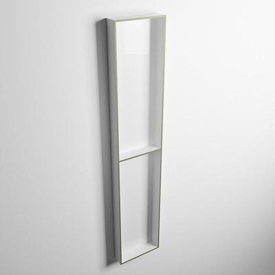 Mondiaz Easy nis 29.5x89.5x8cm voor Inbouw/opbouw 2 open vakken Solid surface Talc/Army