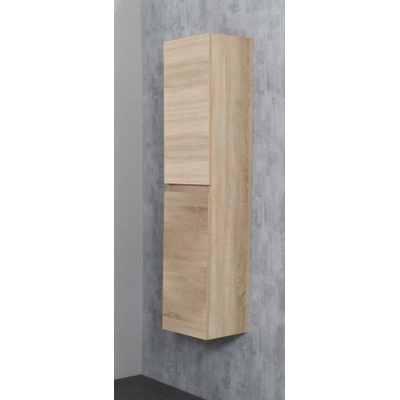 Basic Bella hoge kast - 145x30x30cm - 2 deuren - greeploos - eiken