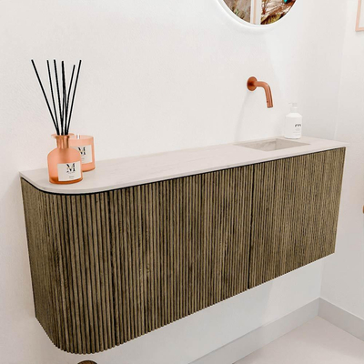 Mondiaz JOYA-DLUX 101.6cm toiletmeubel - ronding links kleur Dusk - Wastafel FAYE positie Rechts Zonder kraangat kleur Meli.