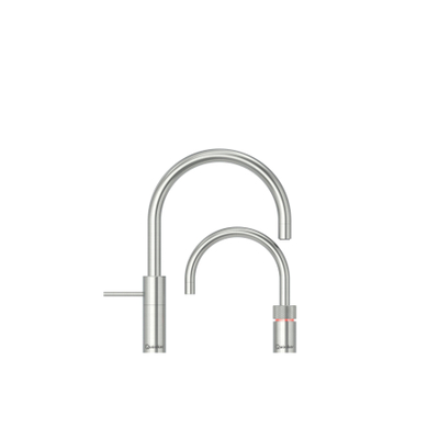 Quooker BE Nordic Square Twintaps robinet d'eau bouillante - bec pivotant - réservoir Combi+ - Eau chaude / eau bouillante - inox