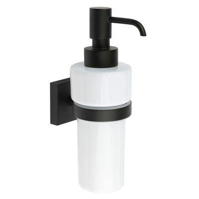Smedbo House Zeepdispenser - 200ml - wandmodel - mat zwart/porselein