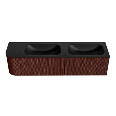 Mondiaz KURVE Badkamermeubelset - 175x46x40cm - 2 lade - 1 deur - wastafel solid surface - dubbel / rechts - zonder kraangat - Ruby