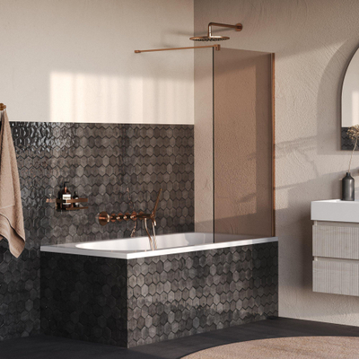 BRAUER Oblivion Paroi de bain - 80x140 - verre bronze - incl. revêtement en verre - cuivre brossé PVD