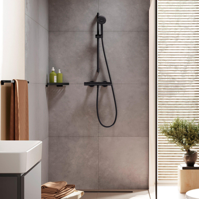Hansgrohe Activera Select S - 95 renovatieset - 2jet - ecosmart - met Ecostat Fine - glijstang 65cm - mat zwart