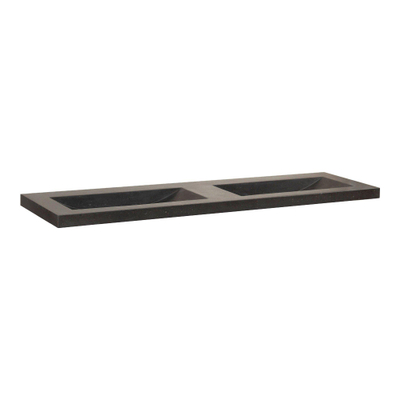 BRAUER Magma lavabo 160x46x5cm - 2 cuves - 0 trous de robinet - pierre naturelle - basalte anthracite