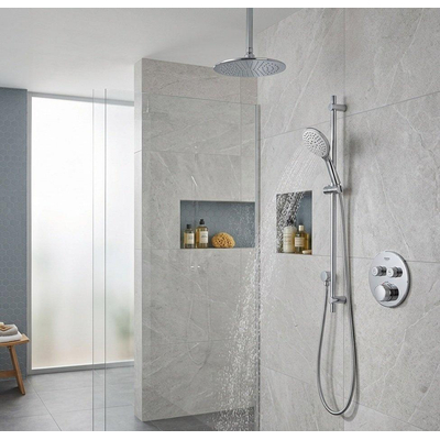 Grohe - Adema Rise ensemble de douche pluie – douche de tête Ø 25 cm – bras de plafond 20 cm – douchette ronde – 2 fonctions – chrome