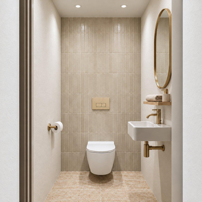 Adema Salina 2.0 Toiletset - 48.5x36x32cm - diepspoel - spoelrandloos - QeramiQ inbouwreservoir - softclose - quickrelease - toiletzitting - beige kunststof bedieningsplaat - rechthoekige knoppen - wit