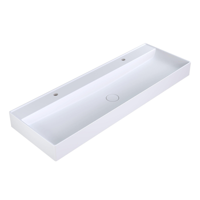 Arcqua Edge Opbouw Wastafel - 120x47x12cm - 2 kraangaten - cast marble - mat wit
