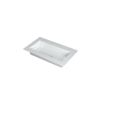 Ink kraft lavabo 140x1x45cm 1 trous pour robinet 1 évier polystone blanc brillant