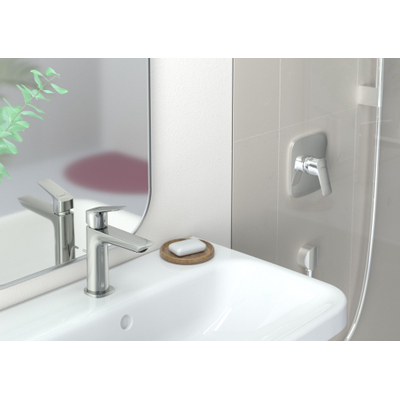 Hansgrohe Logis Fine - 1 greeps wastafelkraan - 100 met afvoerplug - mat zwart