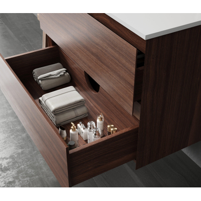 Saniclass Terra Wastafelonderkast - 80cm - 2 lades - kastanje