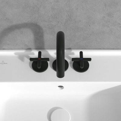 Villeroy & Boch Loop & Friends wastafeluitloop set - met kruisgreep - mat zwart