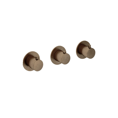 Hotbath Cobber Afbouwdeel - inbouw douche thermostaat - met 2 stopkranen horizontale plaatsing - verweerd messing verouderd goud