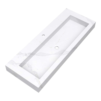 Saniclass Artificial Marble Lavabo pour meuble 119.6x45.7x10.5cm sans trop-plein 1 vasque Centre 1 trou de robinet Composite Calacatta Gold
