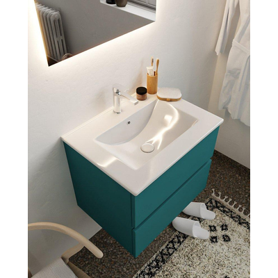 Mondiaz VICA ensemble de meuble de salle de bain - 60cm - meuble sous-vasque smag - 2 tiroirs - lavabo denia milieu - 1 trou de robinet - version XL 60cm de haut