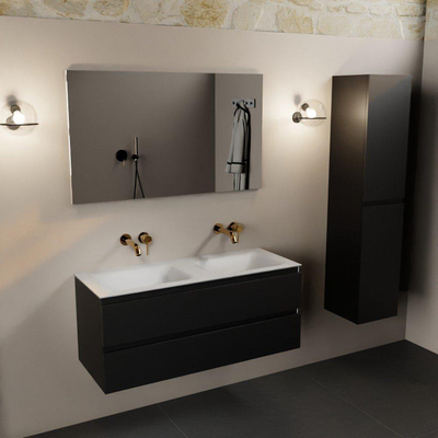 Mondiaz Aivy ensemble de meubles de salle de bains - 120x45x50cm - 0 trous de robinet - 2 lavabos talc Solid surface - Gauche et droite - 2 tiroirs - Avec miroir - MDF Urban