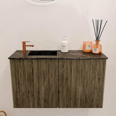 Mondiaz JOYA-DLUX 70cm toiletmeubel - kleur Dusk - Wastafel FAYE positie Links 1 kraangat kleur Lava.