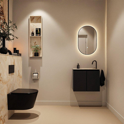 MONDIAZ TURE-DLUX Meuble de toilettes 60 cm Urban. EDEN lavabo Frappe position droite. Avec 1 trou de robinet.