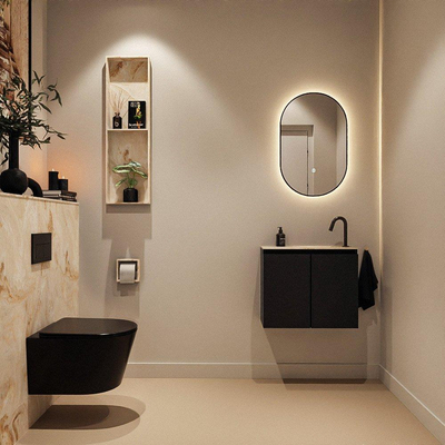 MONDIAZ TURE-DLUX Meuble toilette - 60cm - Urban - EDEN - vasque Frappe - position droite - 1 trou de robinet